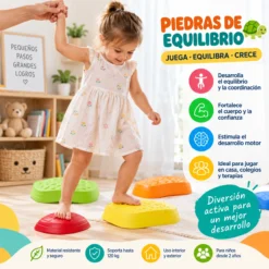 Piedras de Equilibrio Sensoriales para Niños Niña caminando sobre piedras de equilibrio sensoriales de colores